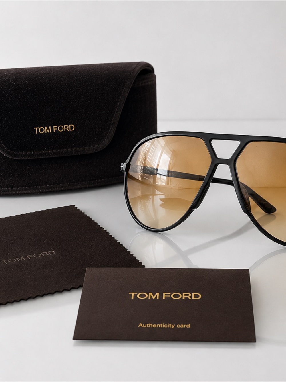 Tom Ford Black Sunglasses with Amber Gradient Lenses